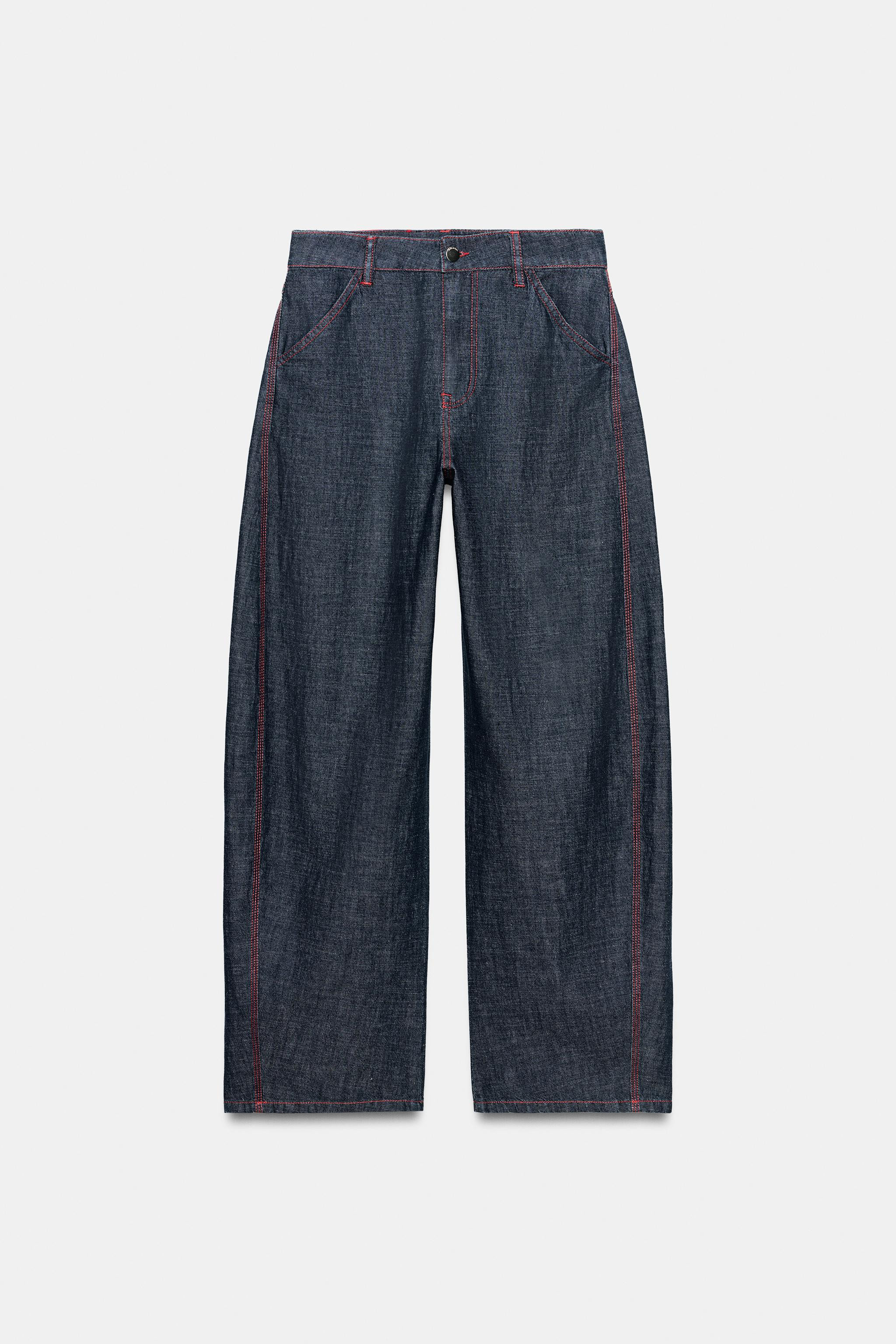 Pants made of linen. High-waisted design with front pockets and back patch pockets. Featuring con... | Zara US