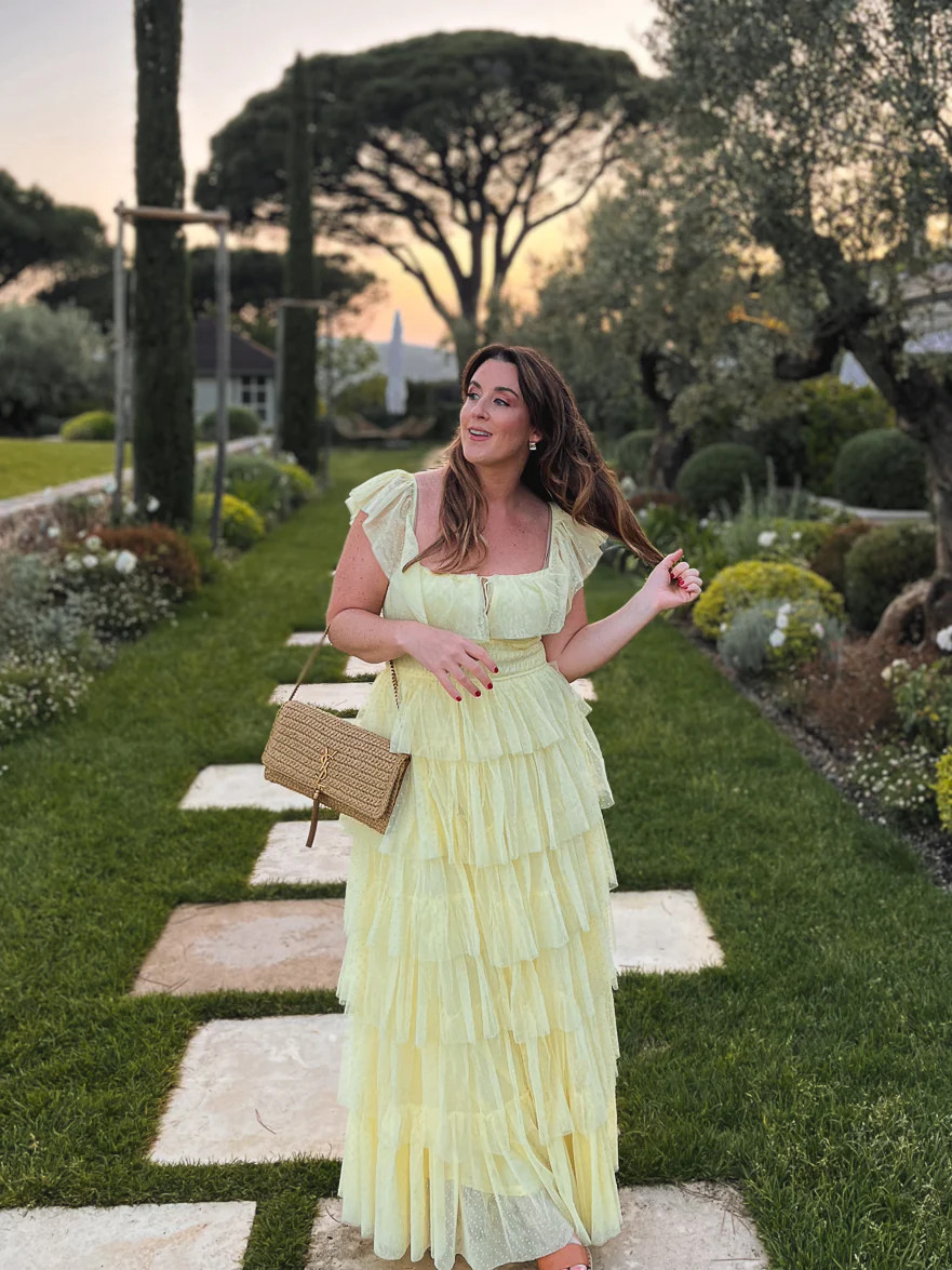 Valensole Swiss Dot Maxi Dress - Yellow | Confête