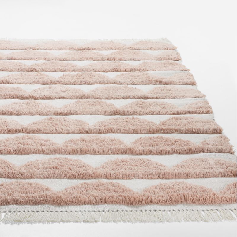 Oulu Handwoven Pink and White Scallop Textured Kids Rug | Crate & Kids | Crate & Barrel