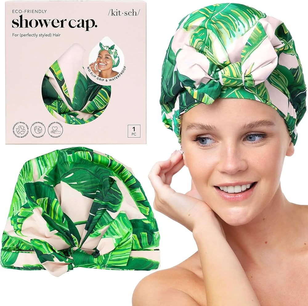 Kitsch Luxury Shower Caps for Women Reusable Waterproof - Large Shower Cap for Women and Men, Non... | Amazon (US)