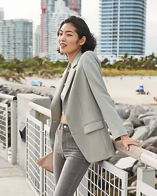 Supersoft Double Knit Two Button Boyfriend Blazer | Express