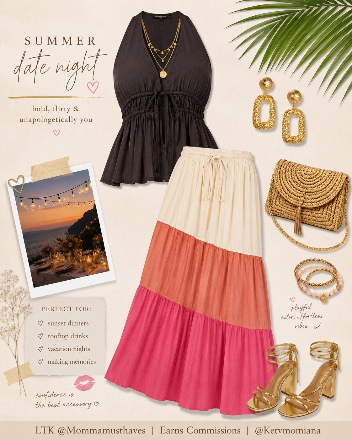 date night outfits ❤️ | Colorblock + summer date night = a YES from me 😍
This look gives effortless confidence, soft movement, and just enough drama for dinner dates, vacation nights, or rooftop cocktails with the girls. The neutral halter balances the bold skirt perfectly and honestly? The gold accessories pulled it ALL together ✨

Everything linked in my LTK under “Shop My Posts” 🤎

#LTKPlusSize #LTKSeasonal #LTKgrwm
