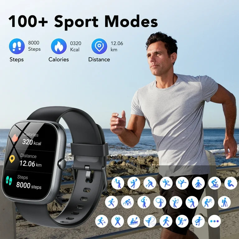 Smart Watch for Android and iPhone, IP68 Waterproof Smartwatch for Women Men 100+ Sports Modes 1.... | Walmart (US)