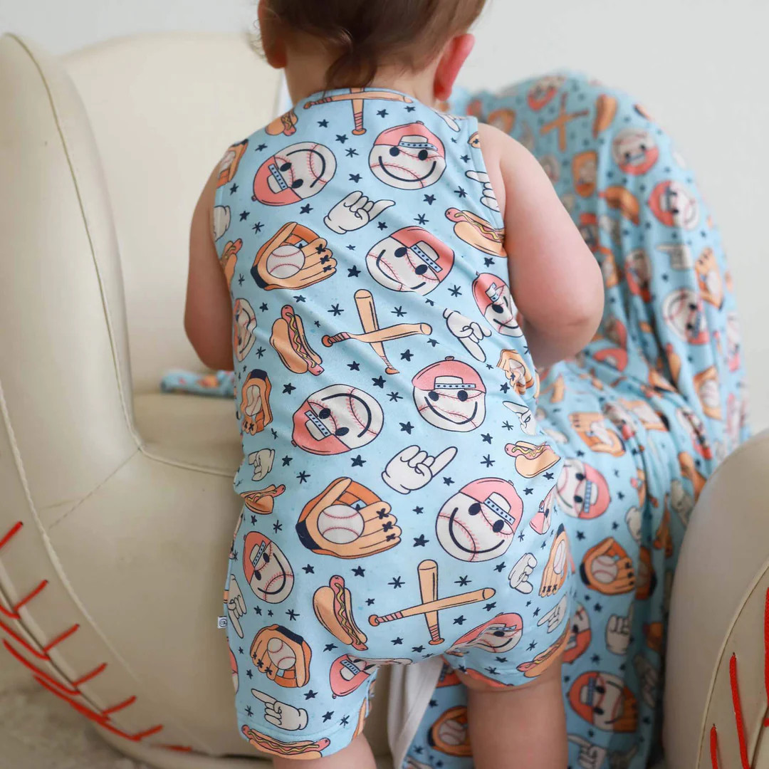 Sleeveless Snap Romper | Home Run | Caden Lane