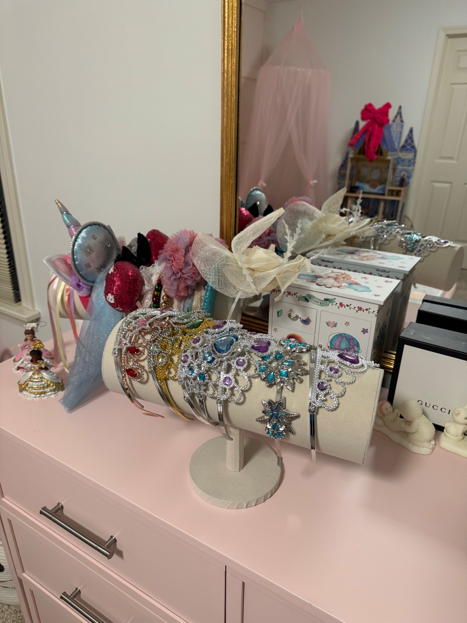 Girls room organization. Love these headband + tiara holders for all her princess crowns!! 👑 

Girls room organization. Organization hacks. Accessories organization. 

#LTKKids