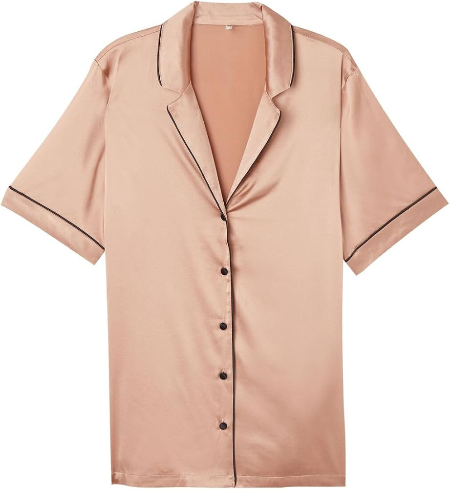 Intimissimi Woman's Menswear Cut Short Sleeve Silk Shirt | Amazon (US)