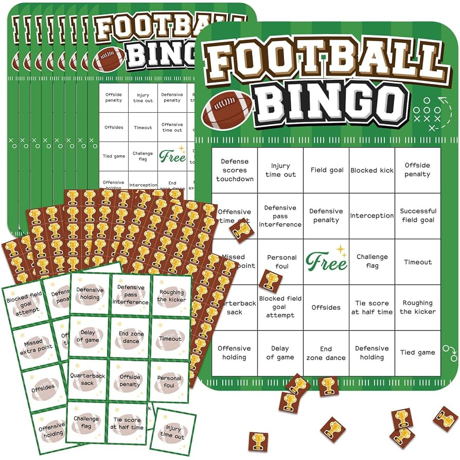 Football Bingo Game, 28 Sheet Football Bingo Card for Adults Families Large Group, 20 Players Spo... | Amazon (US)