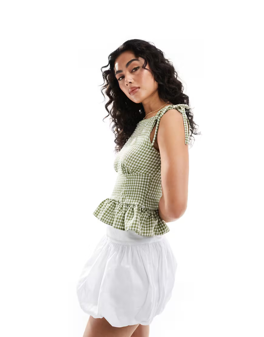 Top a cuadros vichy con tirantes anudados de ASOS DESIGN-Multicolor | ASOS (Global)