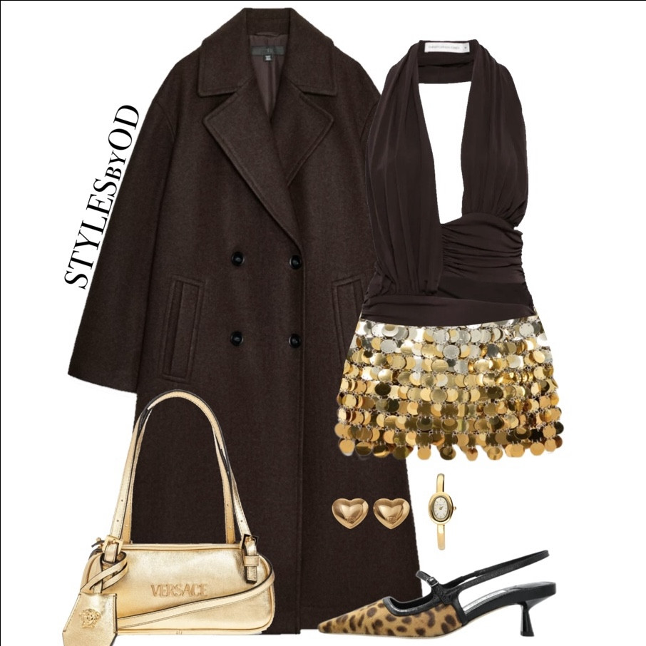 Fur, sequins, and good vibes only ✨🍾 loving this colour combo for a party look🤎
#party #sequin #fauxfur #gold
Holiday party outfit inspo, sequin mini skirt, brown faux fur coat, leopard print 
#LTKCyberWeek 

#LTKHoliday #LTKgrwm