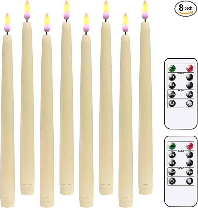 DRomance Flameless LED Taper Candles with Remote and Timer Battery Operated Ivory Real Wax 3D Wic... | Amazon (US)