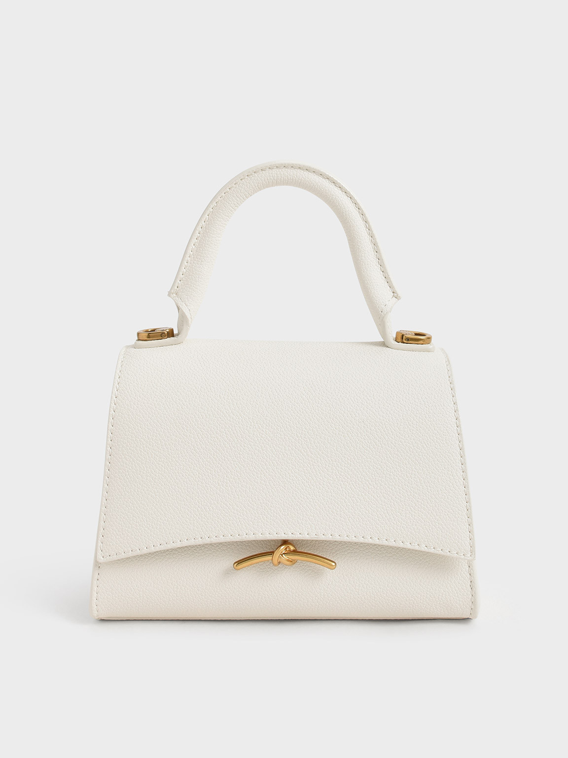 Cream Huxley Metallic Push-Lock Top Handle Bag | CHARLES & KEITH | Charles & Keith EU