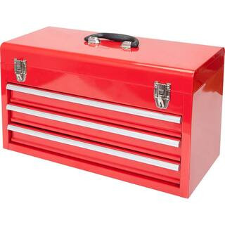 Big Red 20.5 in. L x 8.6 in. W x 11.8 in. H, Portable 3-Drawer Steel Tool Box with Metal Latch Cl... | The Home Depot