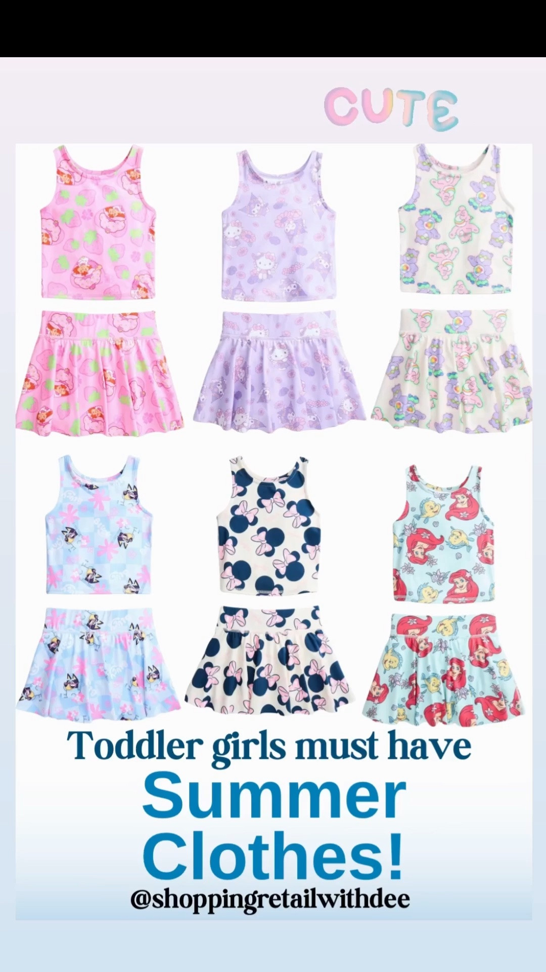 The cutest toddler girl summer sets are HERE ☀️ 2-piece tank + skort outfits that are lightweight, comfy, and perfect for active little ones. Featuring must-have characters like Bluey & Disney Princess Ariel 💖 easy outfit = less stress for moms! Lightweight tank + matching skort that keeps up with playtime AND looks adorable

#toddlerclothes #summerkidsfashion #blueyoutfit #disneyprincessstyle #toddleressentials #momapproved #easyoutfits #kidsfashionfinds #ltkstyle #budgetfriendlyfinds #ltksummer #toddlerootd

#LTKmomlife #LTKKids #LTKSeasonal