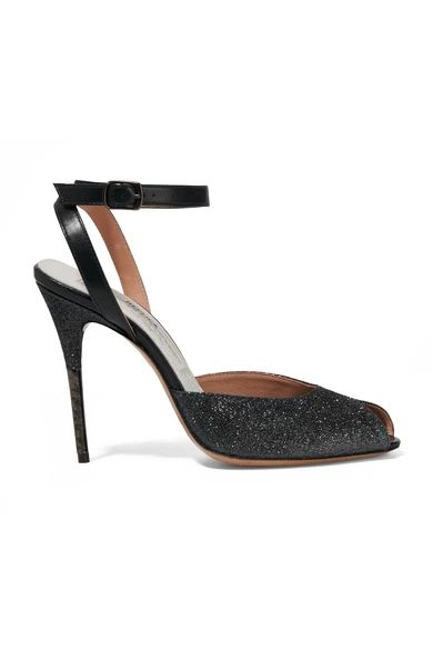 Glittered leather sandals | NET-A-PORTER (US)