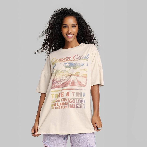 Women's Short Sleeve Oversized T-Shirt - Wild Fable™ Light Beige | Target