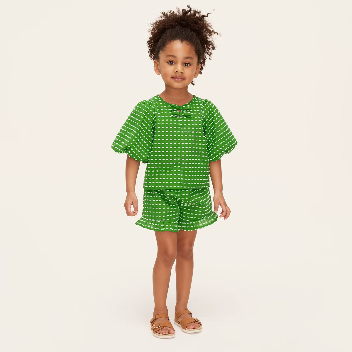 Toddler Textured Polka Dot Ruffle 2pc Top and Bottom Set - kate spade new york x Target Green | Target