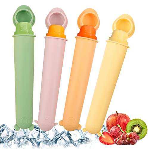 haakaa Food Grade Silicone Ice Pop Mould With Lids BPA Free Reusable Baby Popsicle Molds for Kids,For fresh fruit,Snacks,Popsicle,Yogurt Sticks,3.5oz 100ML,4 Colors,Set of 4 | Amazon (US)