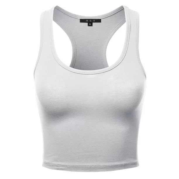 A2Y Women's Basic Cotton Casual Scoop Neck Sleeveless Cropped Racerback Tank Tops White S - Walma... | Walmart (US)