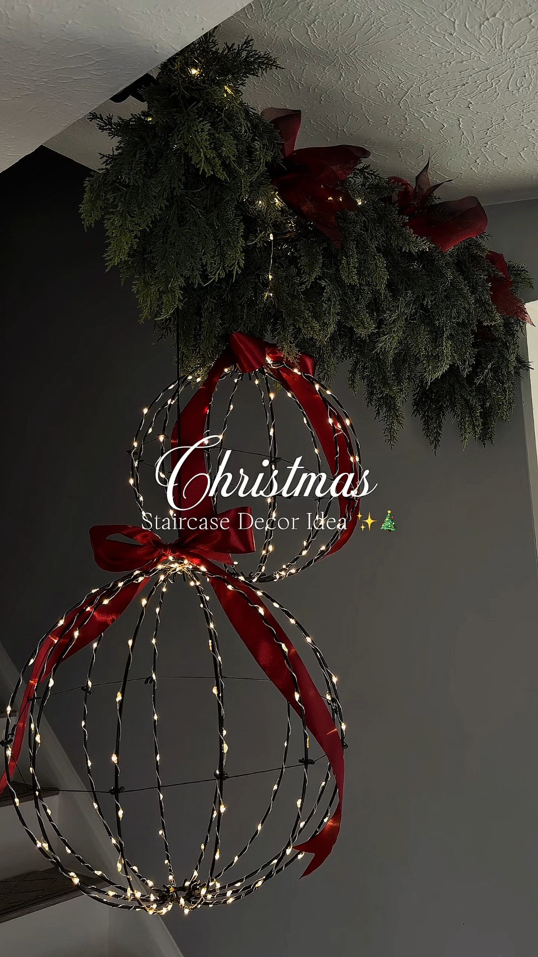 Christmas stair decor idea 