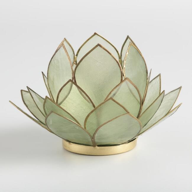 Sea Blue Capiz Lotus Tealight Candle Holder | World Market