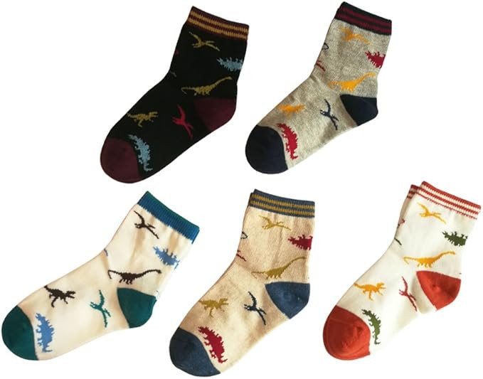 Little Kids Ankle Socks Girl Boys Cotton Cartoon Crew Socks Pack of 5 | Amazon (US)