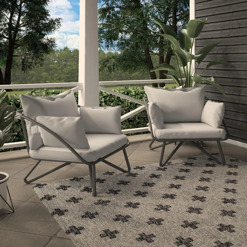 Teddi Metal Outdoor Lounge Chair (Set of 2) | Wayfair North America
