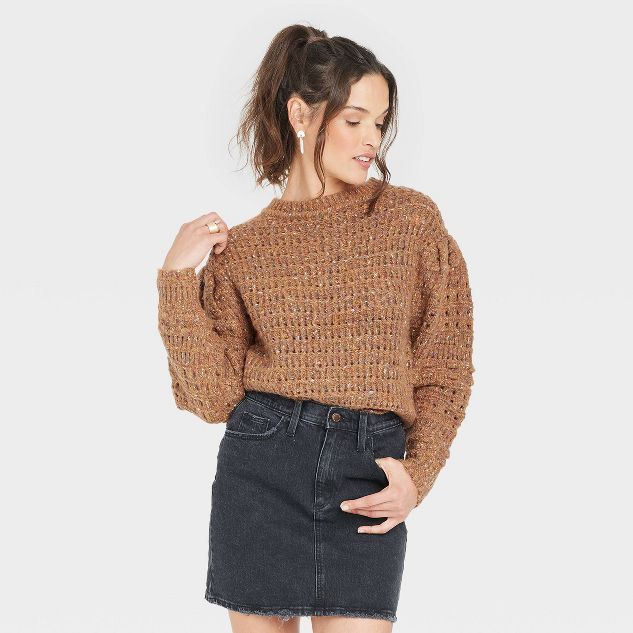 Women&#39;s Crewneck Pullover Sweater - Universal Thread&#8482; Brown S | Target