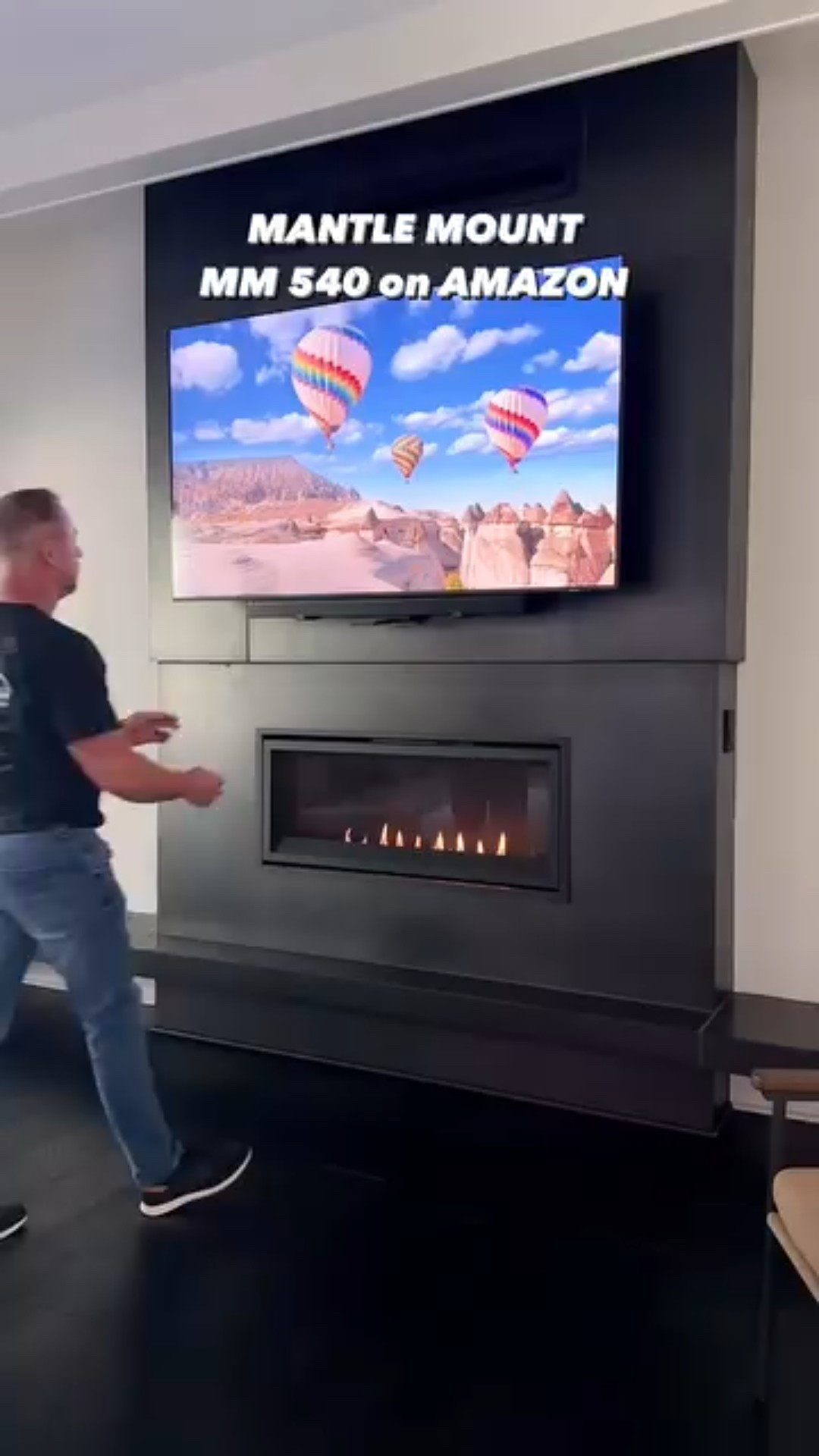 My husband had to have this mantel mount. It’s really nice if your tv is positioned over the fireplace and you are looking up from the sofa to watch. 
Copy and Paste the LINK: https://rstyle.me/+btmbUrASfX9UMHnxHIhblg 
#tv #interiordesign #fireplace #amazon