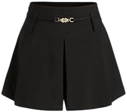 CIDER Shorts for Women Pleated Short with Belt Mid Waist Regular Fit Daily Casual Woven Bottoms | Amazon (US)