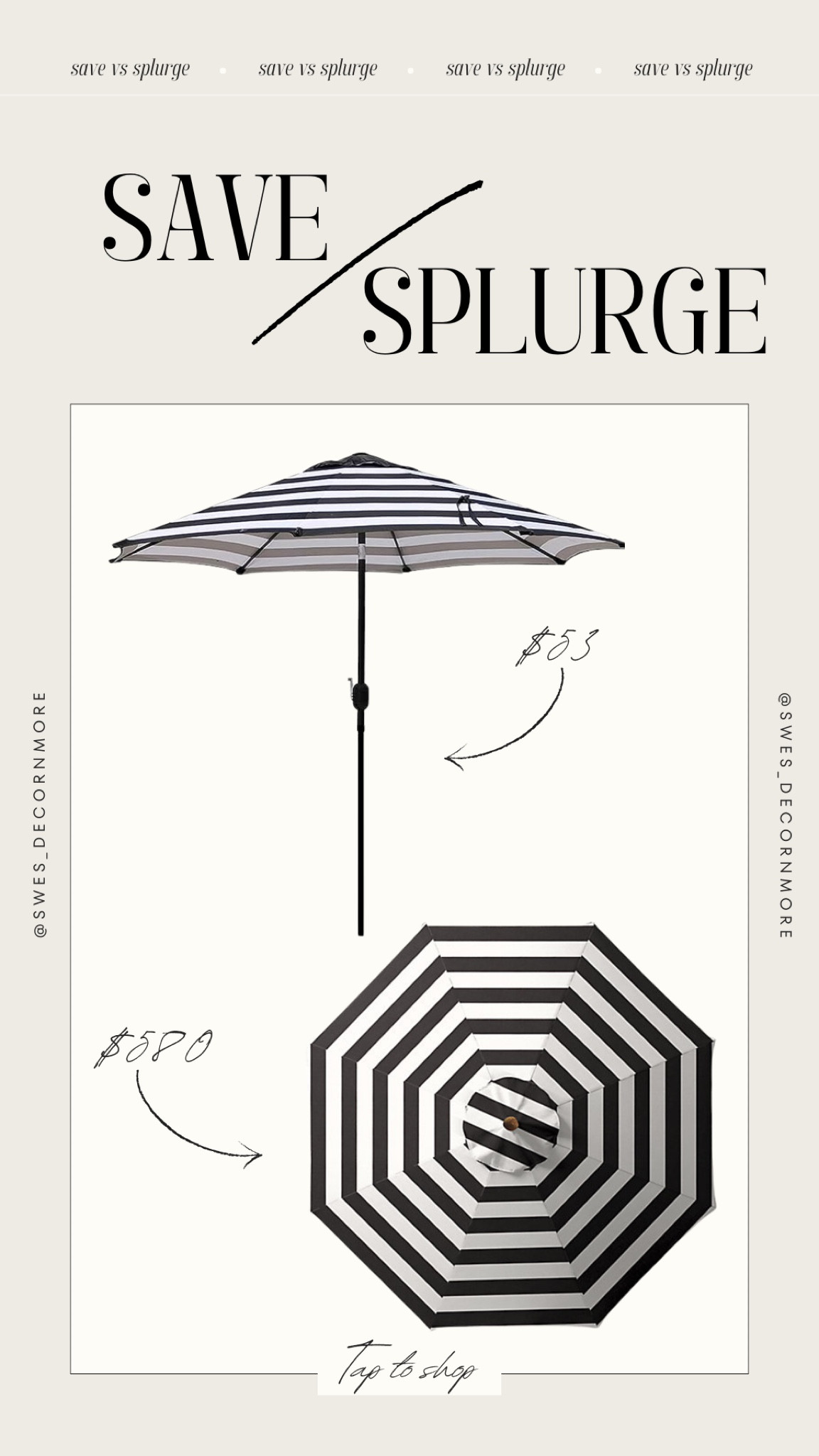 Save vs splurge- outdoor umbrella ☂️ not only is the save version a fraction of the price but it also comes in many color options making it the perfect addition to your spring and summer decor 

#LTKfindsunder100 #LTKhome #LTKSeasonal