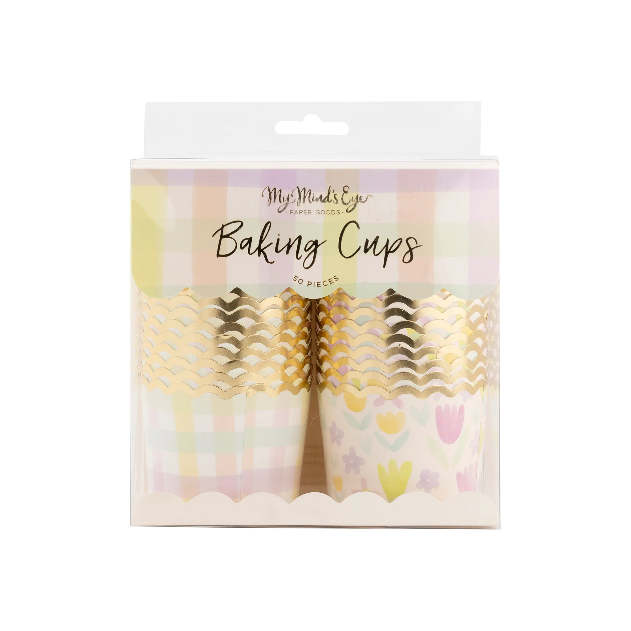 Gold Foil Watercolor Checks 5 oz Food Cups (36 pcs) | My Mind's Eye