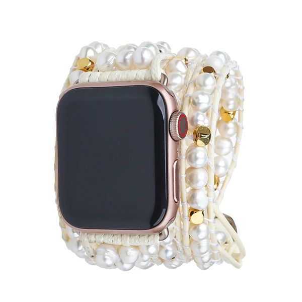 Freshwater Pearls on Ivory With Gold Accent Apple Watch Strap | Victoria Emerson