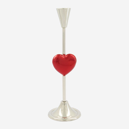 Red & Silver Heart Valentines Candle Holder 30x9.5cm | TK Maxx