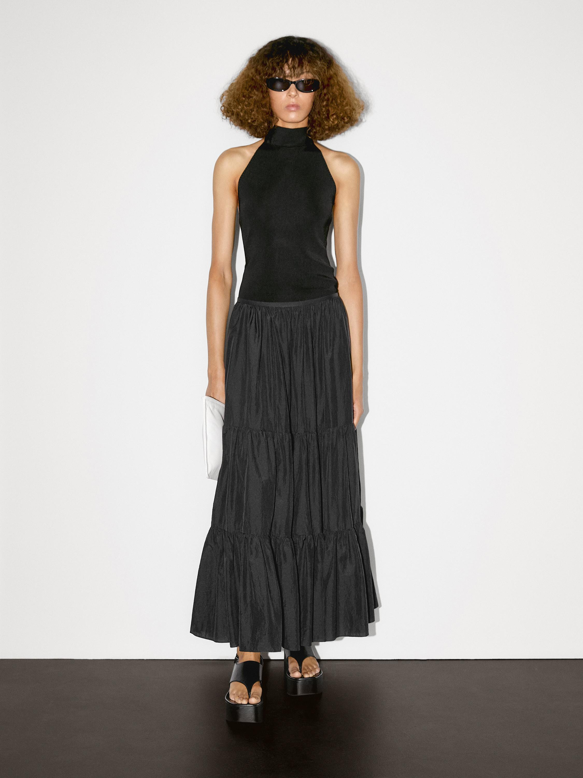 Halter top with tied neck detail | Massimo Dutti US