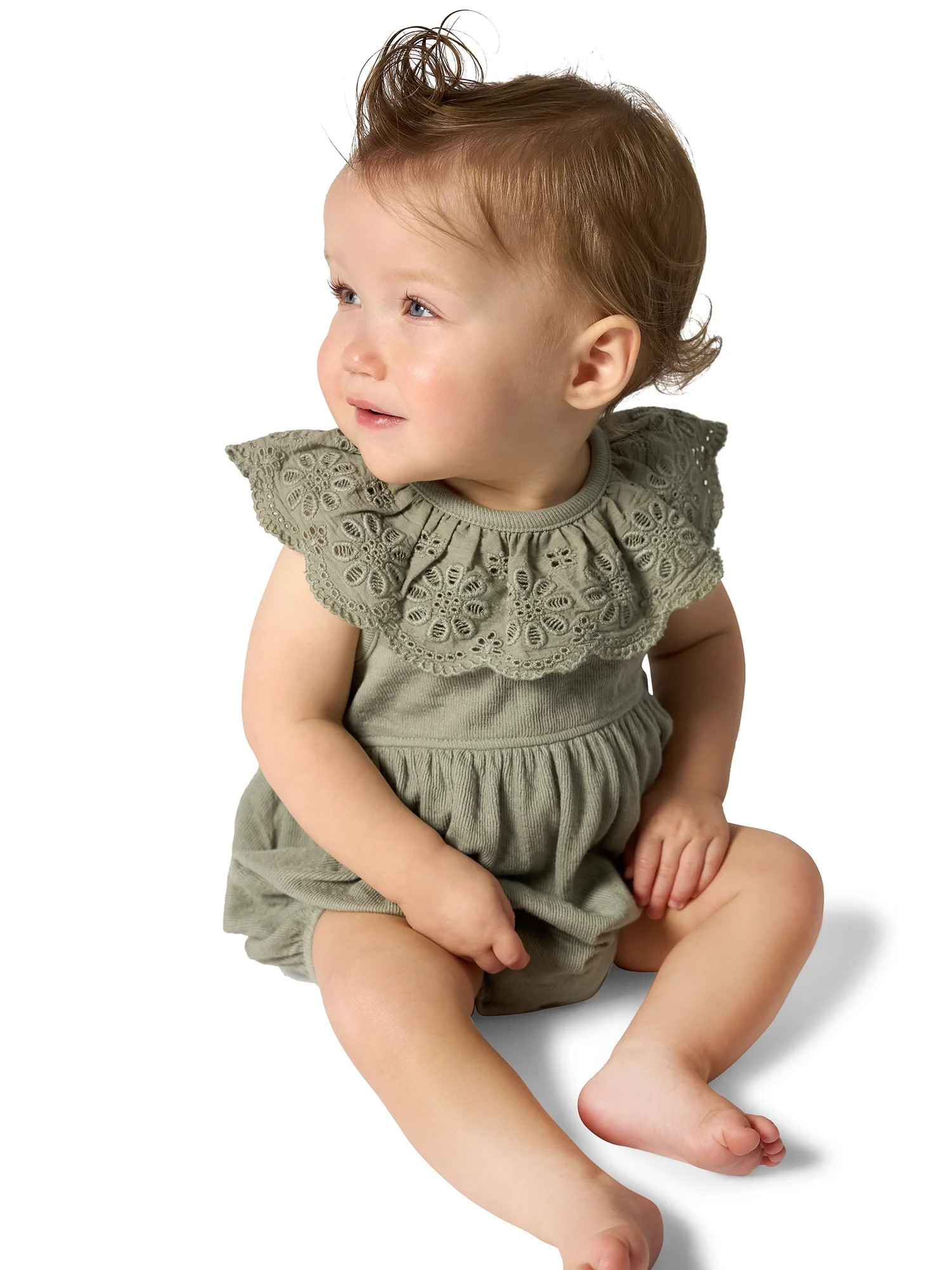 Modern Moments by Gerber Baby Girl Cotton Ruffle Novelty Lace Bubble Romper, Sizes 0/3 Months - 2... | Walmart (US)