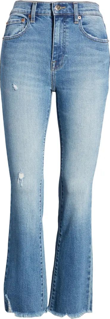Distressed High Waist Bitten Raw Hem Bootcut Jeans | Nordstrom