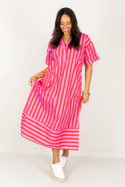 Ivy Red Striped Short Sleeve Caftan | The Willow Tree
