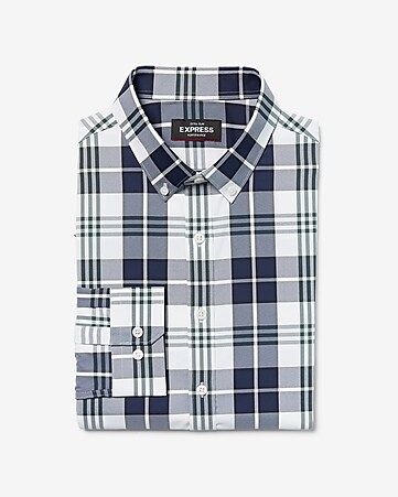 extra slim plaid wrinkle-resistant performance dress shirt | Express