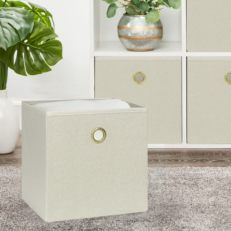 Mainstays Collapsible Fabric Cube Storage Bin, Beige Boucle | Walmart (US)