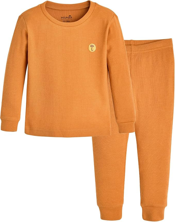 moimoln Solid Ribbed Long Sleeve Unisex Baby Toddler Snug Fit Pajamas with Viscose Made from Bamb... | Amazon (US)
