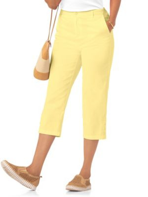 Women's Dennisport Button-Cuff Capris, Yellow Finch 6 Misses | Appleseed’s