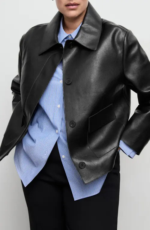 MANGO Sabina Faux Leather Jacket in Black at Nordstrom, Size Small | Nordstrom