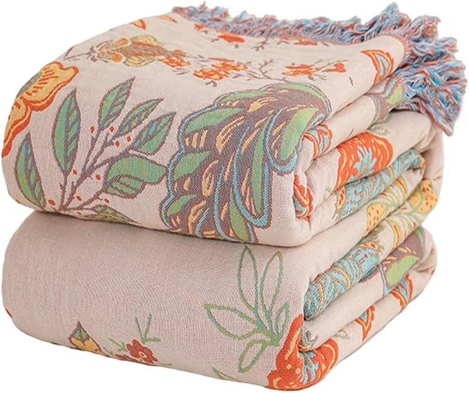 Summer Boho Throw Blankets for Bed Couch, 100% Soft Cozy Cotton Blanket Rustic Quilt 60"x80",Ligh... | Amazon (US)