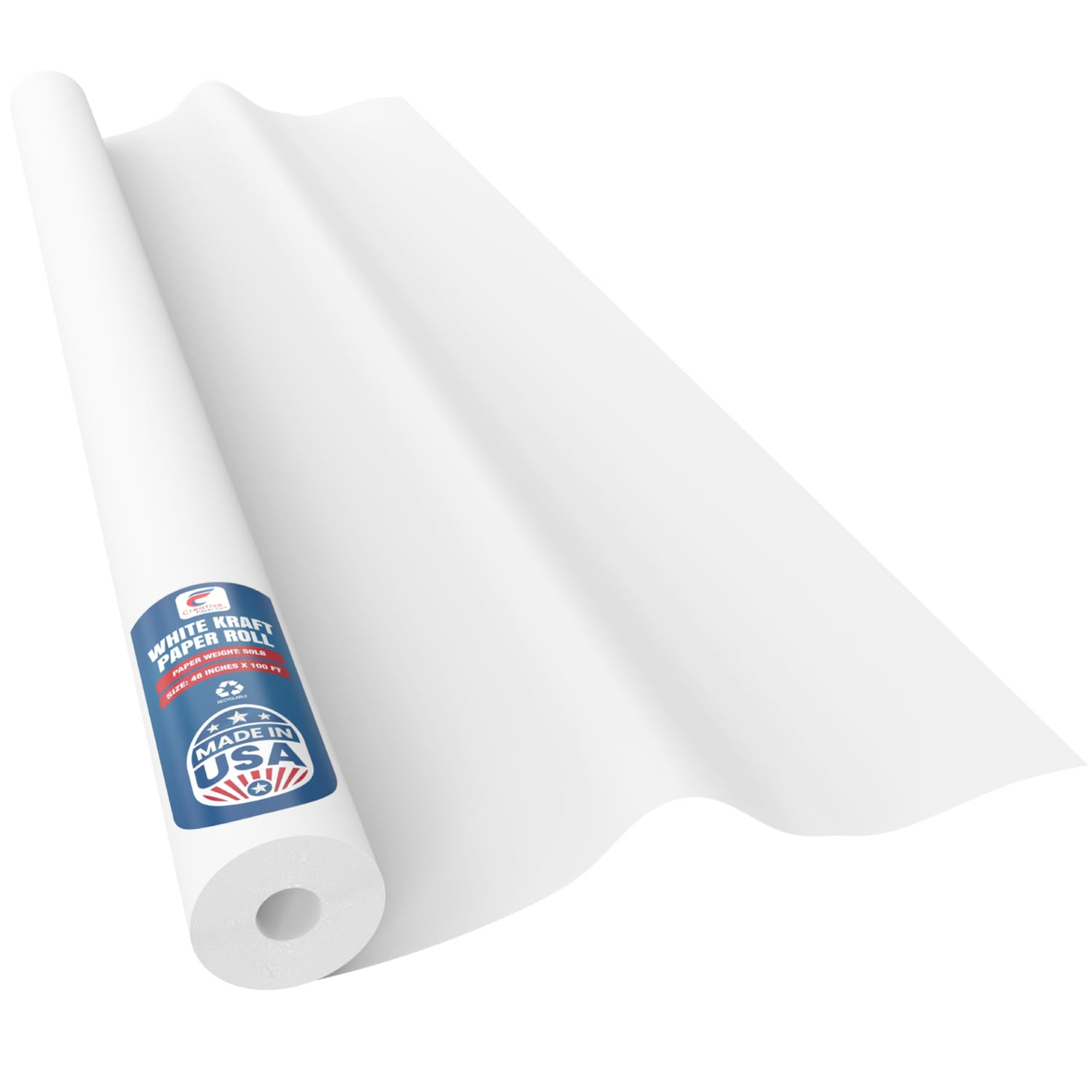 Made in USA White Kraft Paper Wide Jumbo Roll 48" x 1200" (100ft) Ideal for Gift Wrapping, Art &C... | Amazon (US)