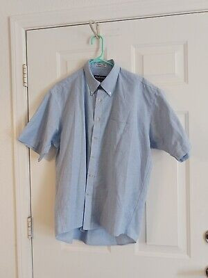 Manhattan Shirtmakers Mens Blue Half Sleeve Button Down  Shirt 17.5 Wrinkle Free | eBay US