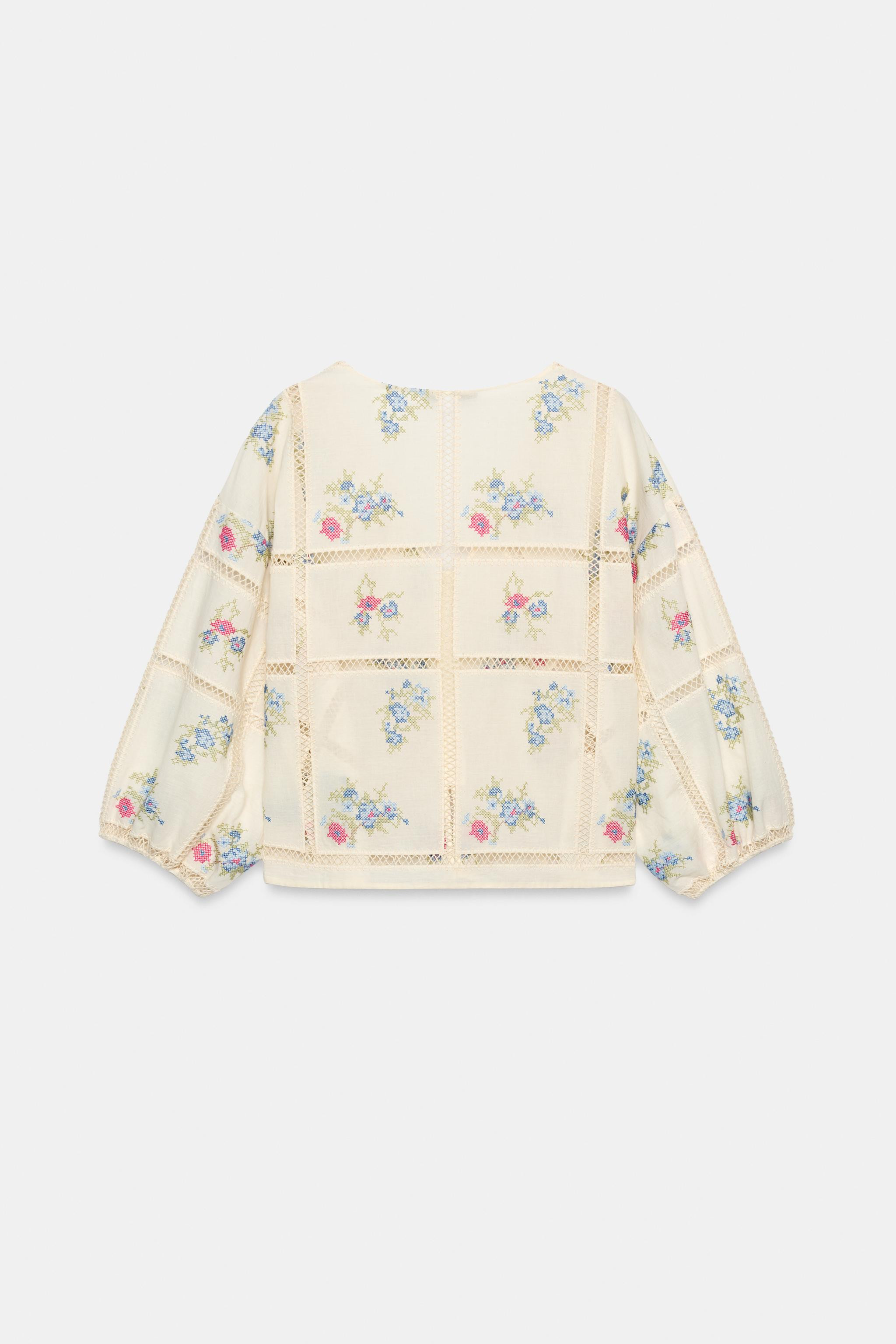 BLOUSE WITH LADDER STITCH AND EMBROIDERY | Zara UK
