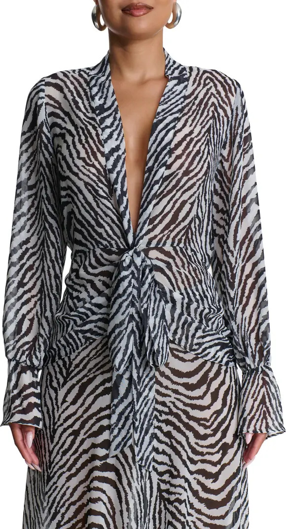 Plunge Tie Front Chiffon Top | Nordstrom