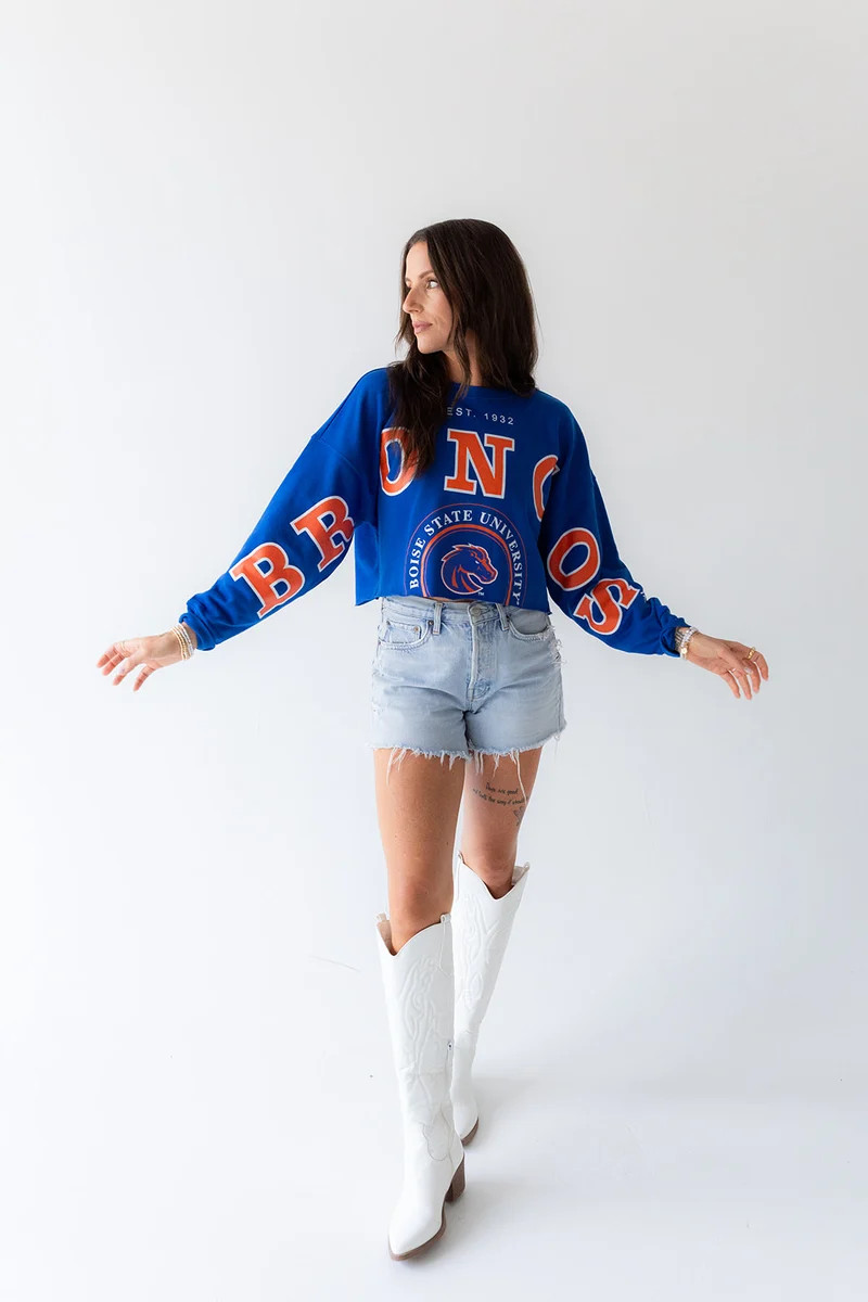 Boise State Phipps Split Sleeve Cropped Longsleeve | Gameday Social
