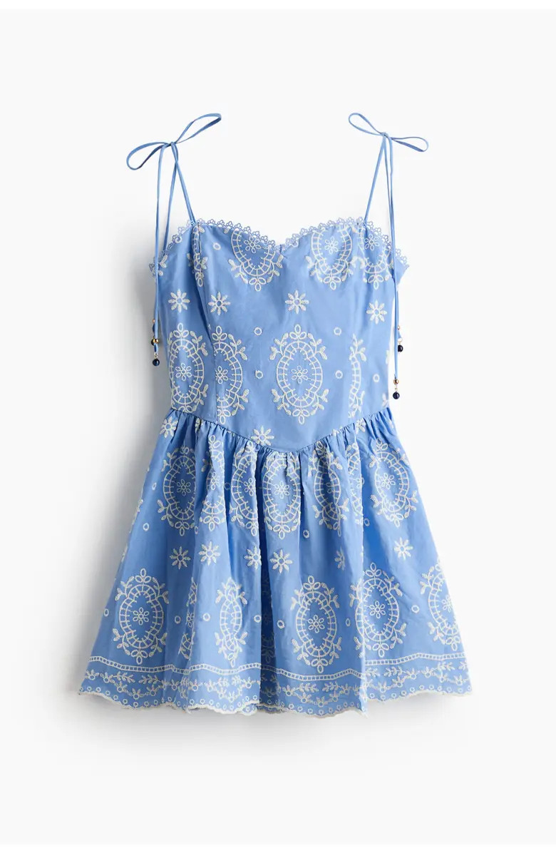 H&M Embroidered Tie-strap Dress | Nordstrom | Nordstrom