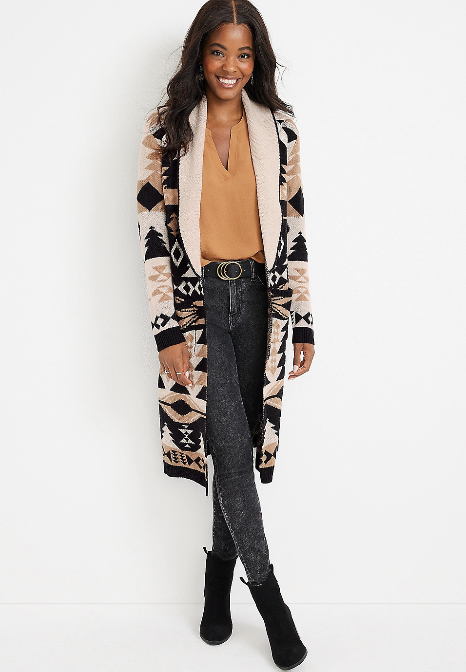 Geo Print Duster Cardigan | Maurices